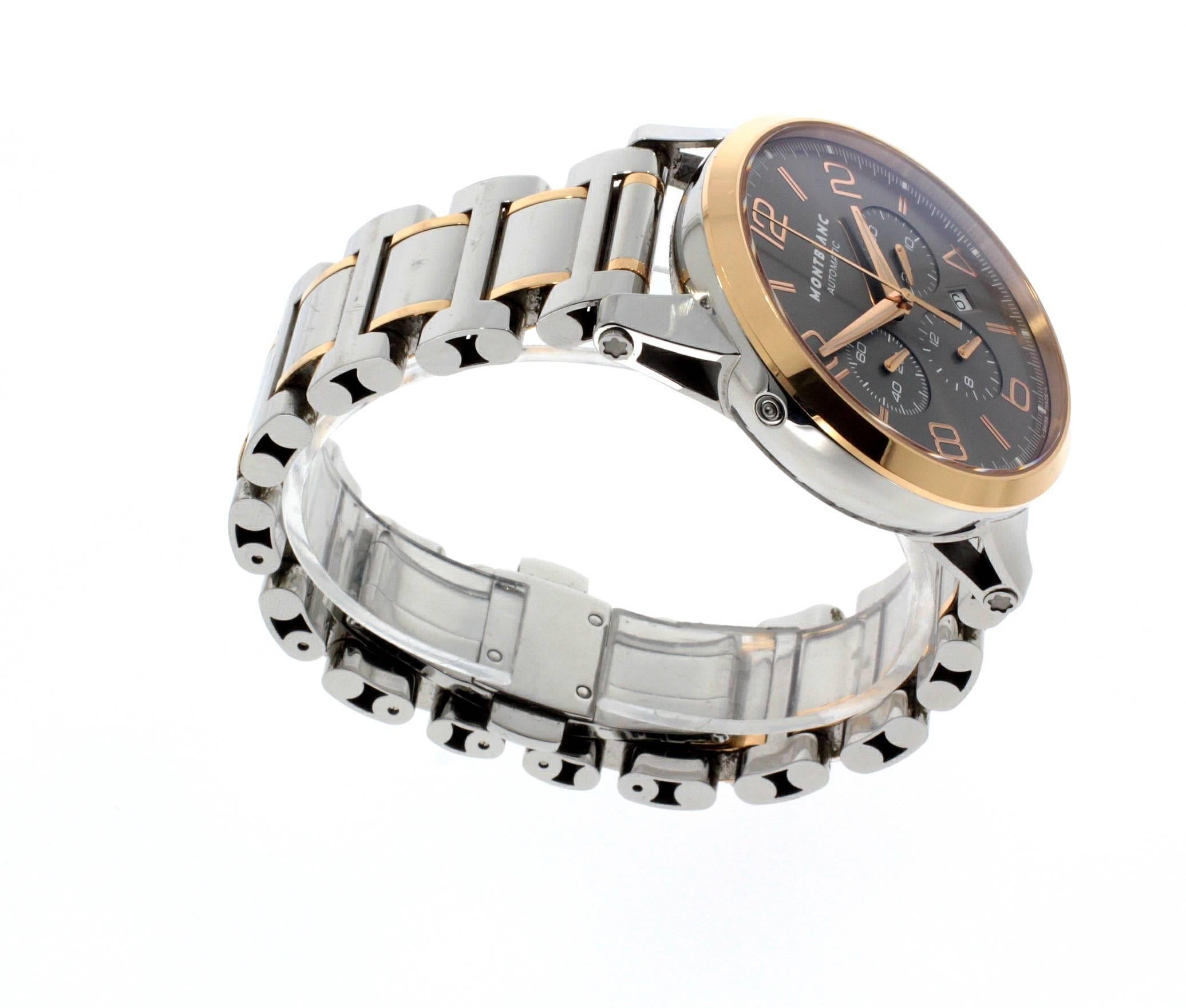 Montblanc Rose Gold Stainless Steel Timewalker Chronograph Wristwatch Ref 7141 2