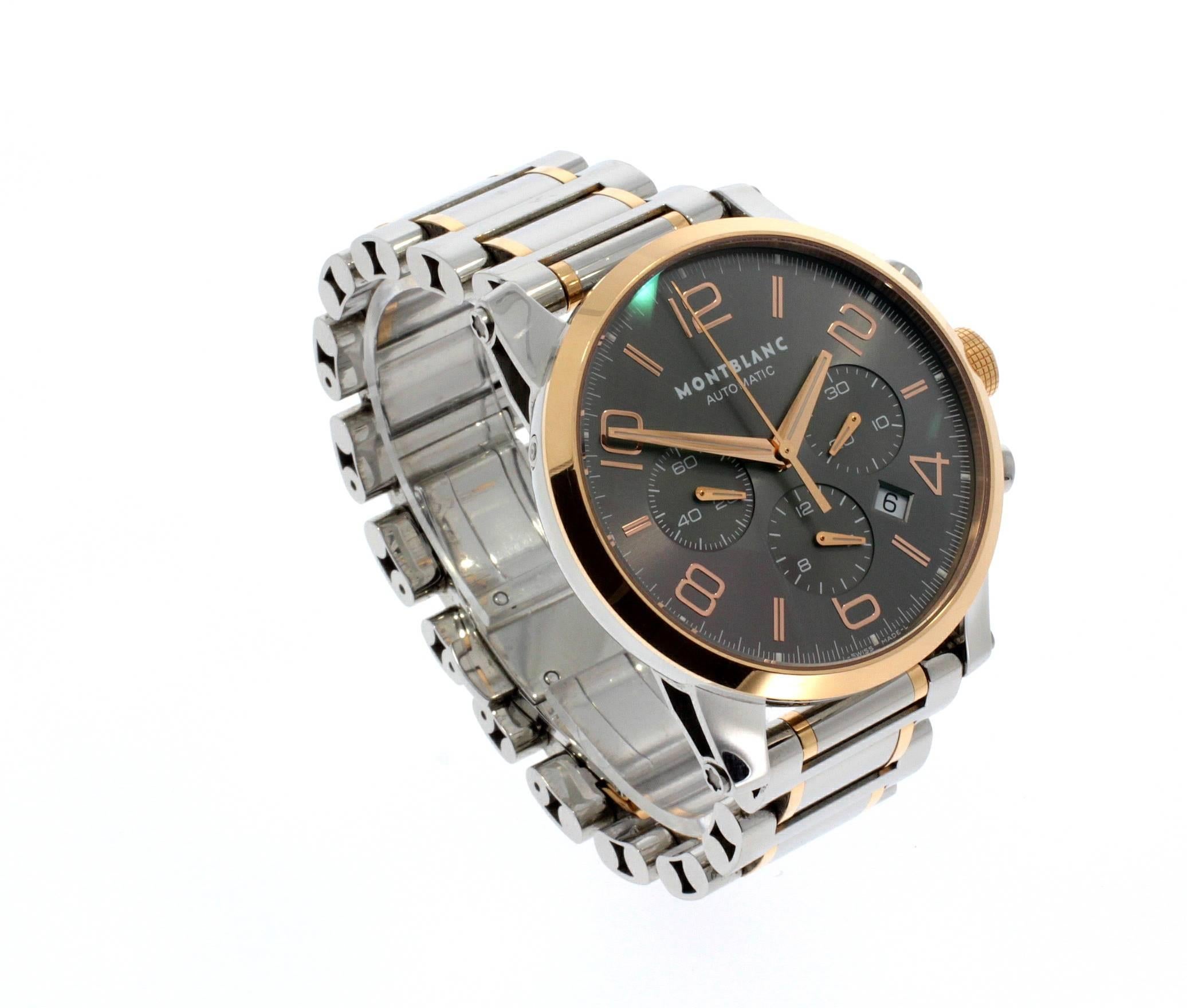 Montblanc Rose Gold Stainless Steel Timewalker Chronograph Wristwatch Ref 7141 3