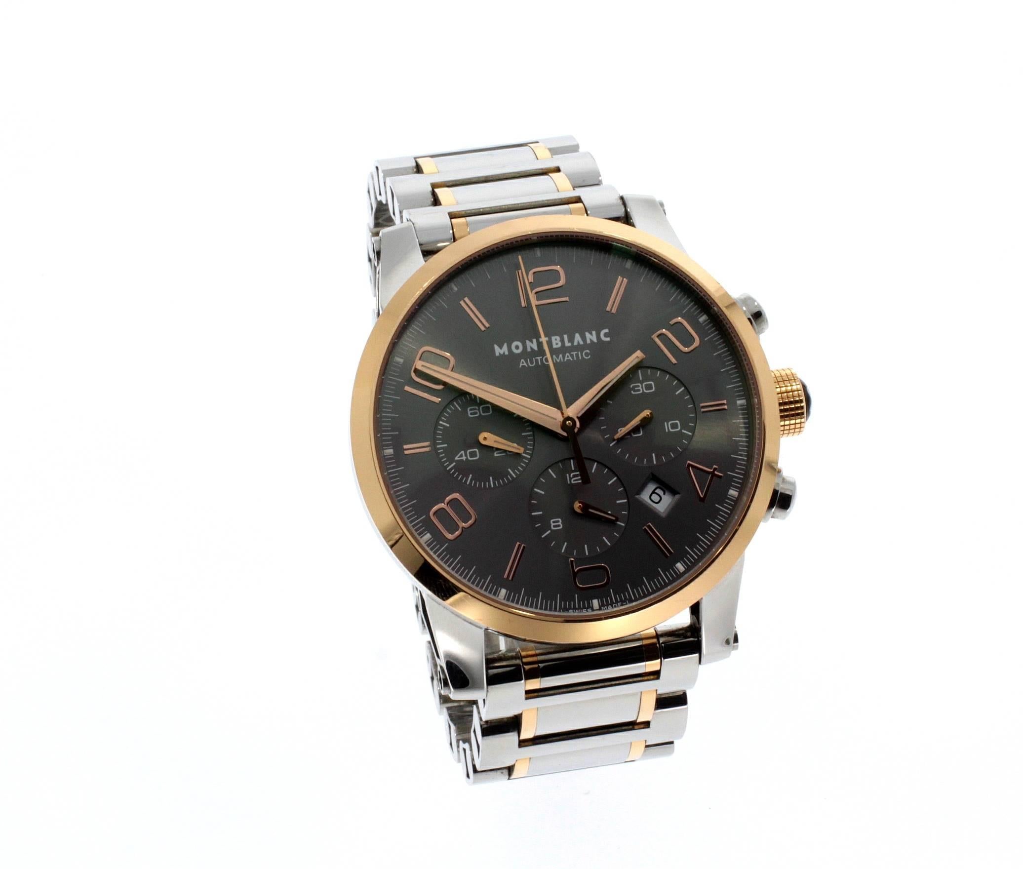 Montblanc Rose Gold Stainless Steel Timewalker Chronograph Wristwatch Ref 7141 4