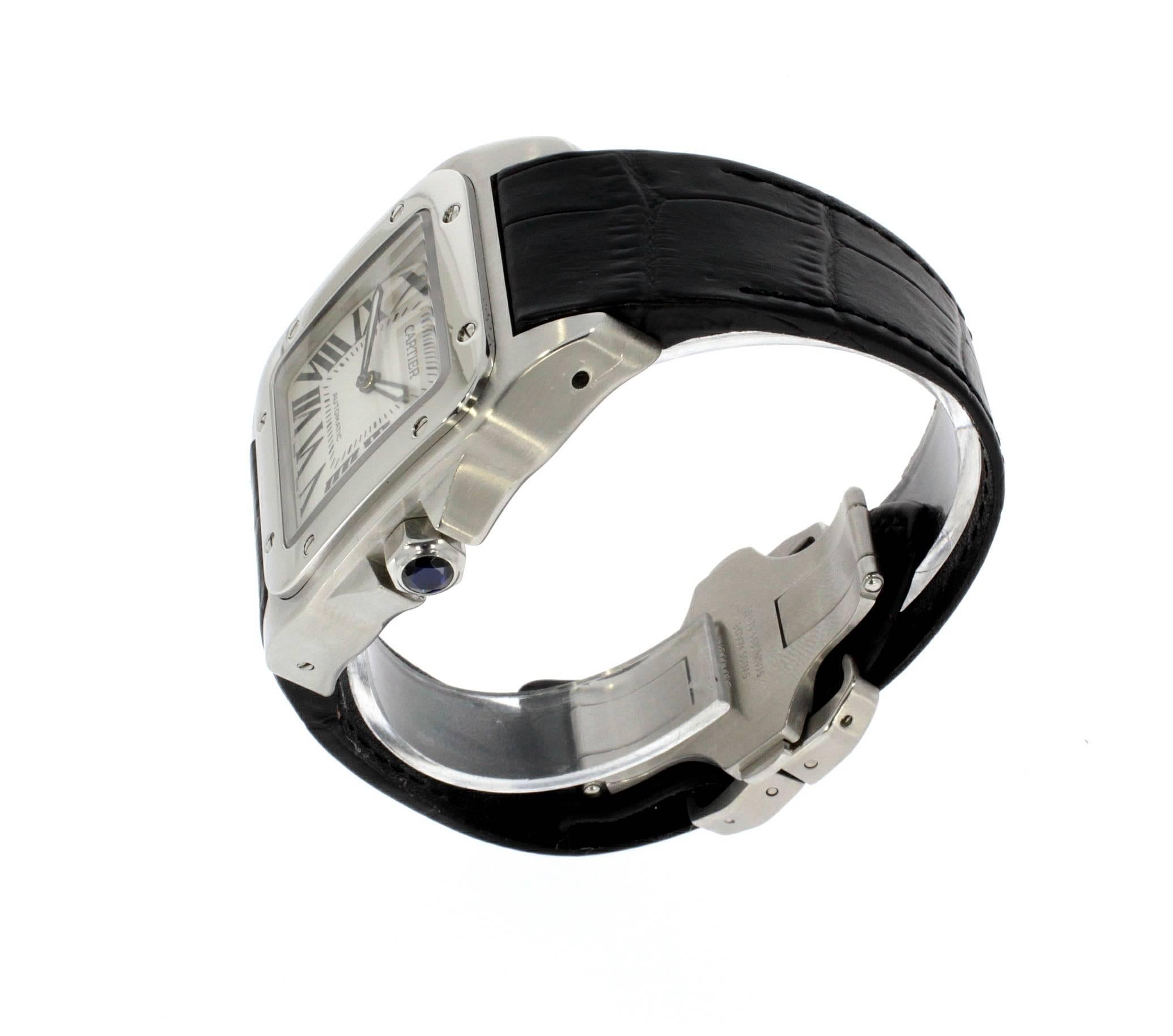 Cartier Stainless Steel Santos 100 Automatic Wristwatch Ref 2656 In Excellent Condition In Epsom, Surrey