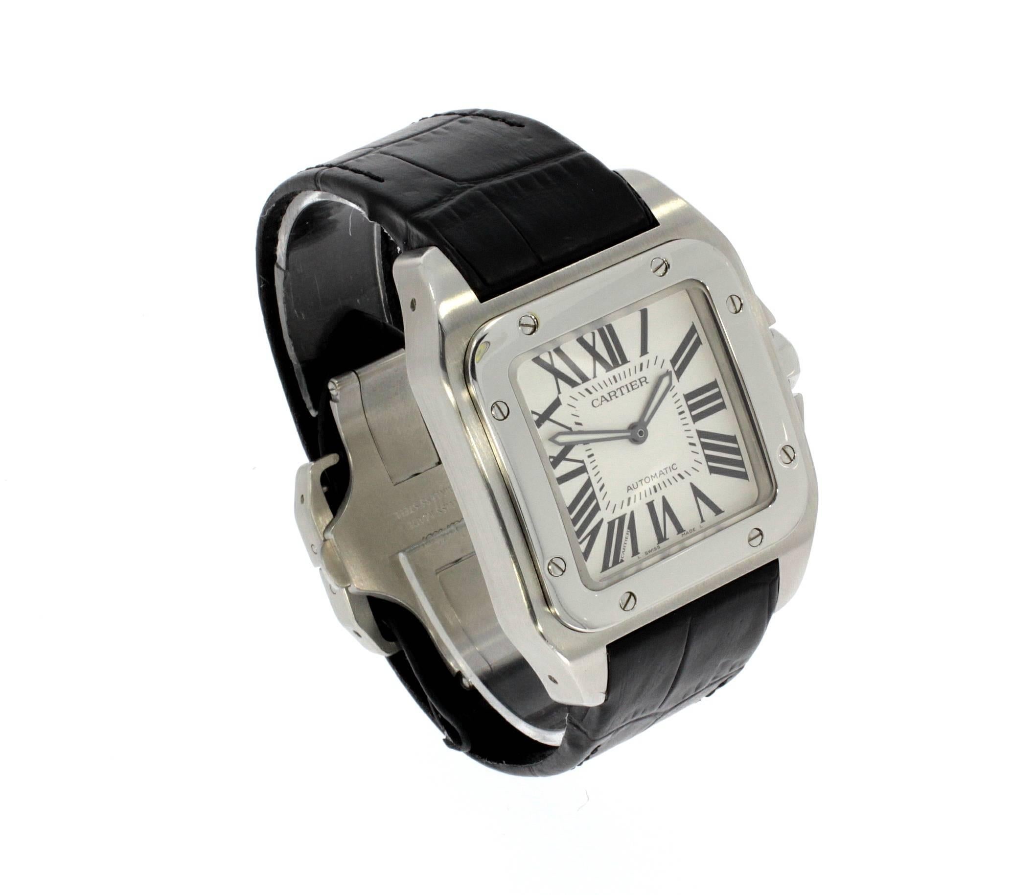 Cartier Stainless Steel Santos 100 Automatic Wristwatch Ref 2656 4