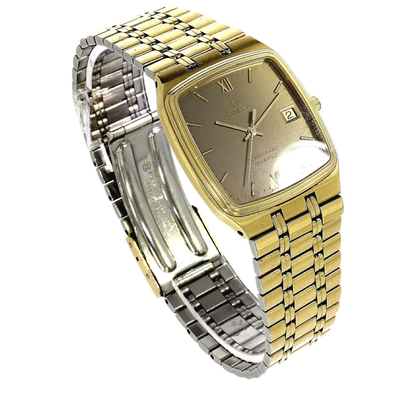 Omega Gold Plate Stainless Steel Seamaster Quartz Ref 1960288 Wristwatch 1
