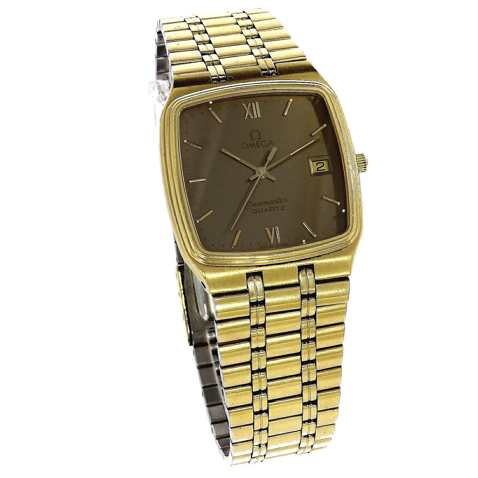 Omega Gold Plate Stainless Steel Seamaster Quartz Ref 1960288 Wristwatch 2