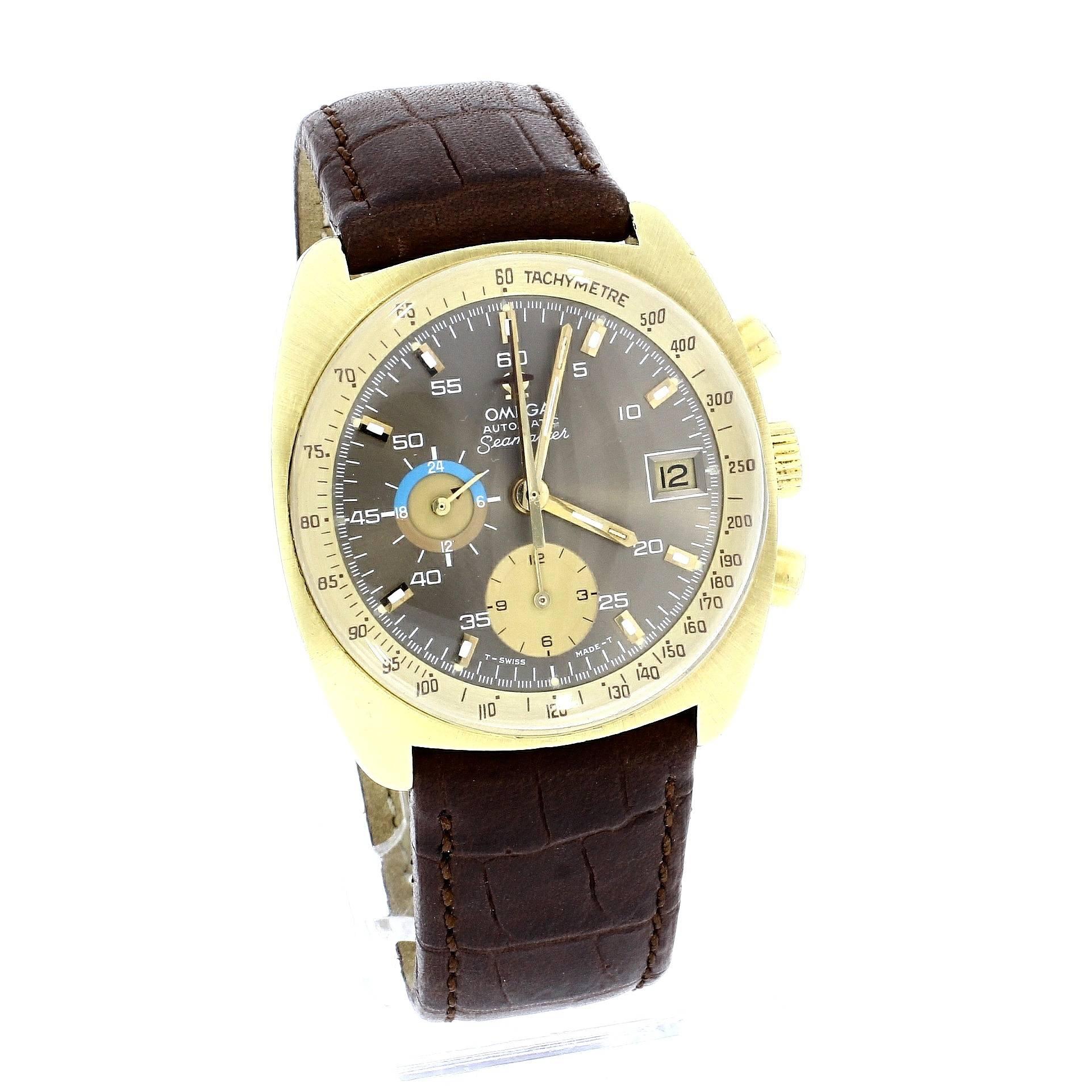 Omega Gold Plated Seamaster Chronograph Wristwatch Ref 176.007 For Sale 3