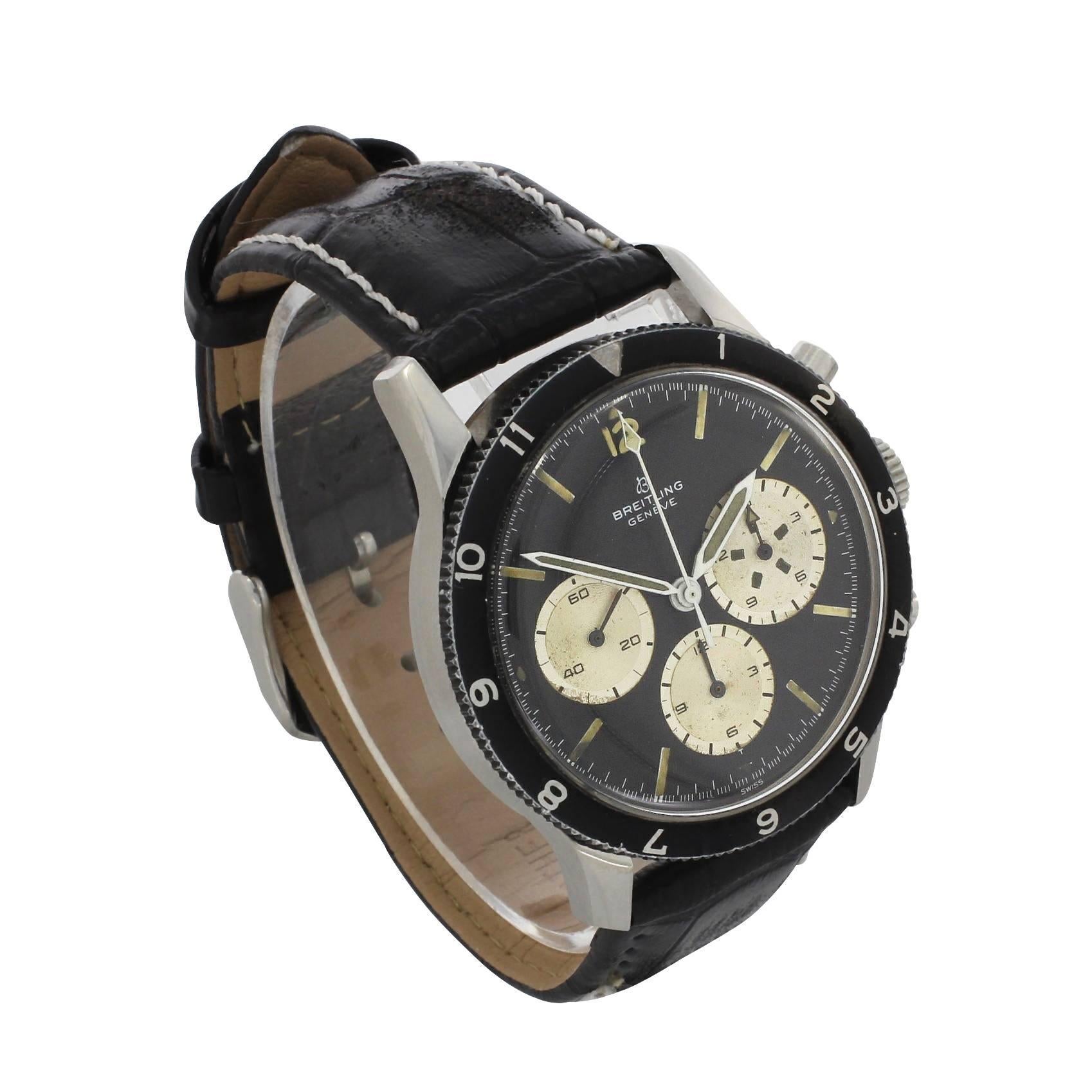 Breitling Black Co Pilot Chronograph Wristwatch Ref 765CP, 1968 4