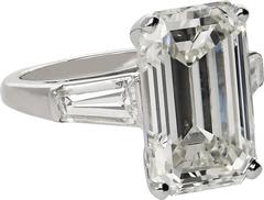 GIA Certified 10.03 Carat Emerald Cut Diamond Platinum Ring