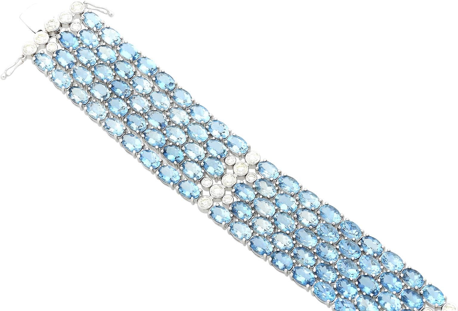 Modern Aquamarine Diamond White Gold Bracelet