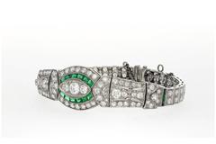 Vintage 20th Century Emerald and Diamond Bracelet