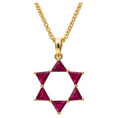 Ruby Star of David 18K Gold Pendant Necklace