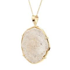 Atocha Shipwreck 8 Reale Coin 14K Gold Bezel Pendant Necklace