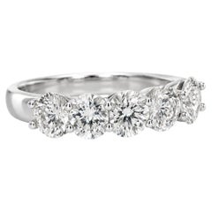 3.15 Carat Diamond 5 Stone Half Eternity White Gold Wedding Band Ring