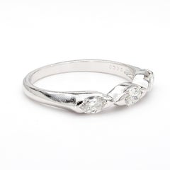 0.30 Carat Marquise Cut Diamond in Platinum Three Stone Wedding Band Ring