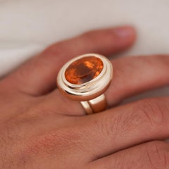 GIA-Zertifikat: 11-Karat-Cocktailring aus 14-Karat-Gold mit ovalem Citrin in Zargenfassung