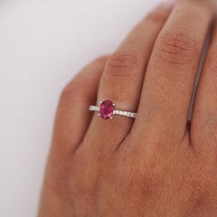 GIA 1.25 Carat Burma Ruby & Pave Diamond 18K White Gold Ring