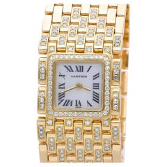 Reloj Cartier Panthère Ruban WG3009TA con diamantes de fábrica y conjunto completo de oro de 18 quilates