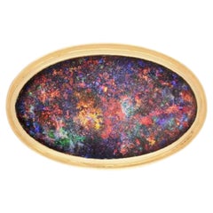 GIA Certified Oval Black Opal 18K Gold Pendant and Pin