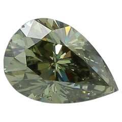 Diamante «Chameleon» en forma de pera de 1 quilate, certificado por el GIA, de color verde fantasía, pureza SI1, natural, a granel