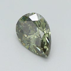 Diamante «Chameleon» en forma de pera de 1 quilate, certificado por el GIA, de color verde fantasía, pureza SI1, natural, a granel
