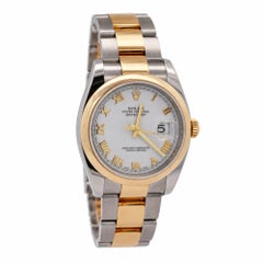 Rolex Datejust 116203 36mm White Roman Dial Two-Tone 18K Gold Oyster Watch