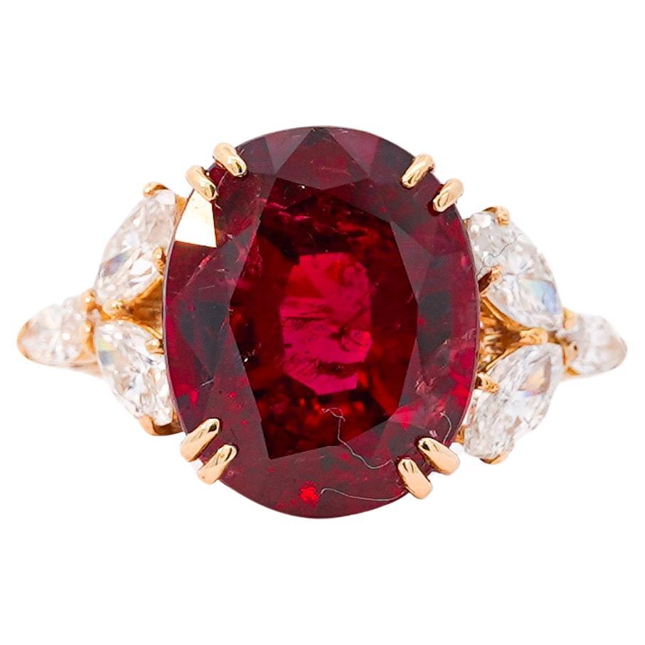 Van Cleef and Arpels No Heat Oval-Cut Ruby 18k Yellow Gold GRS Certified Ring For Sale 5