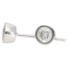 Natural 1/3 CTTW Bezel Set Round Cut Diamond Stud Earrings in 14k White Gold