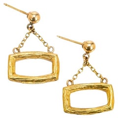 Orecchini a pendente vintage Bucherer in oro giallo 18 carati con finitura spazzolata