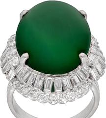 Early 20th Century Jadeite Jade Diamond Platinum Cocktail Ring
