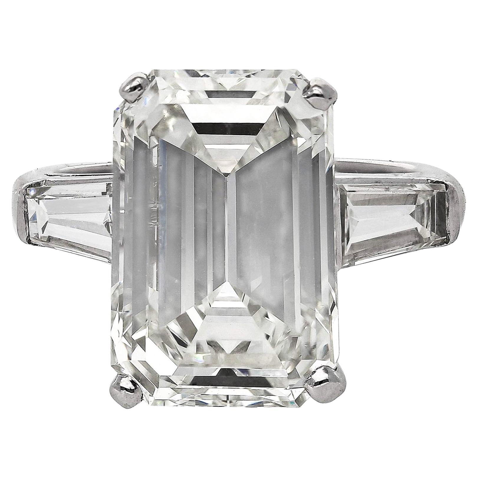 GIA Certified 10.03 Carat Emerald Cut Diamond Platinum Ring