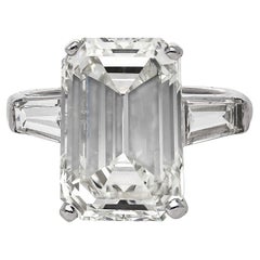 GIA Certified 10.03 Carat Emerald Cut Diamond Platinum Ring