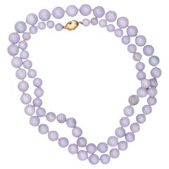 GIA Certified Gumps San Francisco Type A Lavender Jadeite Bead Necklace