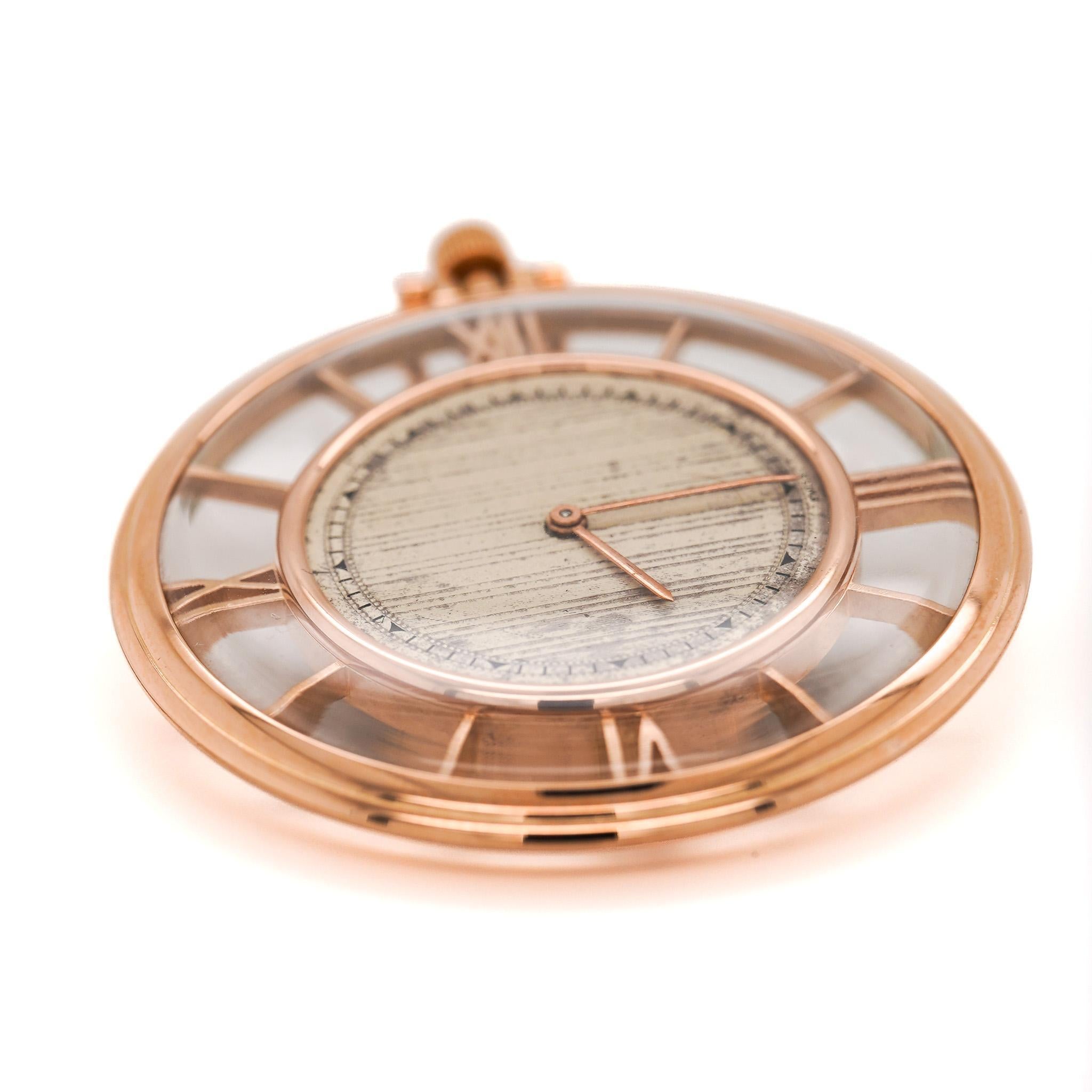 Vacheron Constantin 4798 Skelett römische Lünette 18K Rose Gold Taschenuhr im Angebot 1