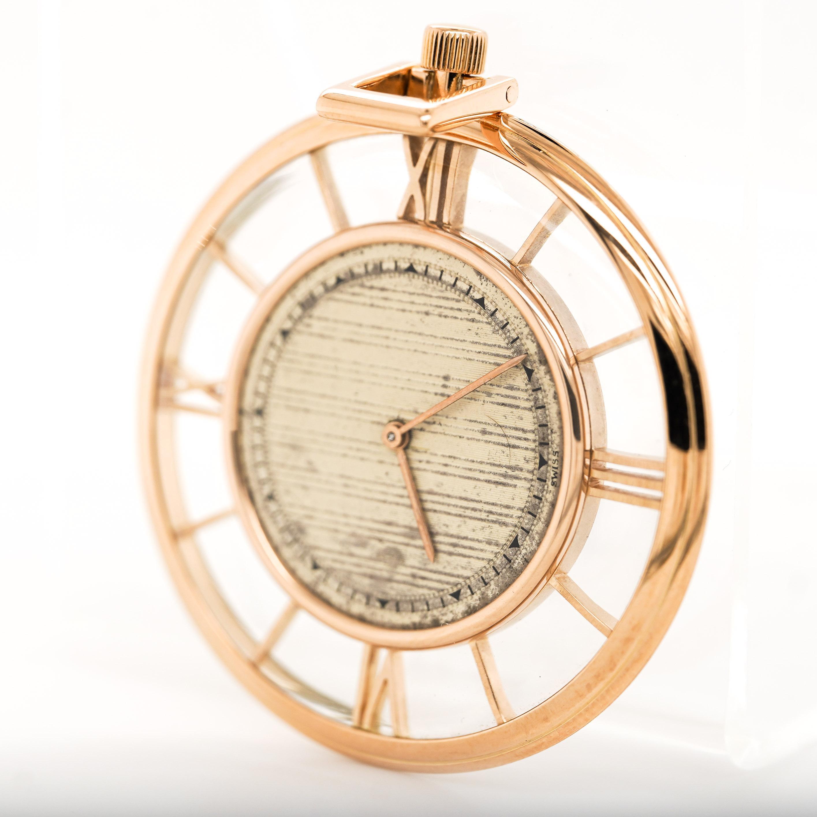 Vacheron Constantin 4798 Skelett römische Lünette 18K Rose Gold Taschenuhr im Zustand „Hervorragend“ im Angebot in Miami, FL