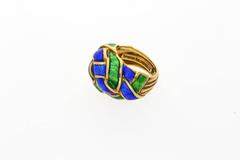 Tiffany & Co. Schlumberger Enamel Yellow Gold Ring