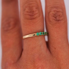 1/2 Carat Round Colombian Emerald 14K Gold Half Eternity Band Ring