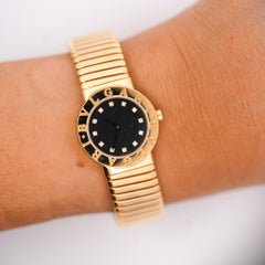 Bulgari Tubogas BB23 18K Yellow Gold Diamond Dial 26mm Ladies Watch Full Set