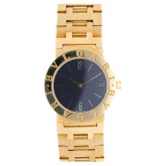 Reloj Bulgari BB30 GD con esfera negra, 30 mm, oro de 18 quilates, mecanismo de cuarzo, con estuche y documentación