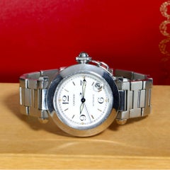 Cartier Pasha C W31015M7 35mm White Dial Steel Automatic Watch Full Set