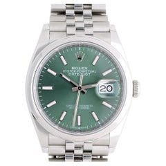 Reloj Rolex Datejust de 36 mm, modelo 126200, con esfera verde menta y caja de acero, colección Jubilee 2023