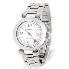 Montre Cartier Pasha C W31015M7 35 mm, cadran blanc, acier, mécanique, ensemble complet