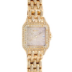 Ensemble montre Cartier Panthère, réf. 8839, modèle Jumbo 27 mm, entièrement sertie de diamants, en or jaune 18 carats