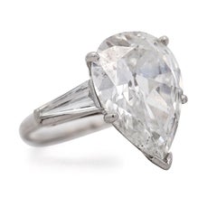 GIA Certified 7.03 Carat Pear Cut F/SI2 Diamond Platinum 3 Stone Ring