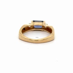 1.50 Carat Radiant Cut Tanzanite & Diamond Accents 14K Yellow Gold Bar Set Ring