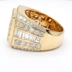 3 Carat Round & Baguette Diamond 14K Gold Mens Cluster Ring
