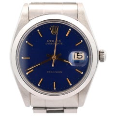 Montre-bracelet Rolex Oysterdate Precision, réf. 6694, cadran bleu, 34 mm, acier inoxydable