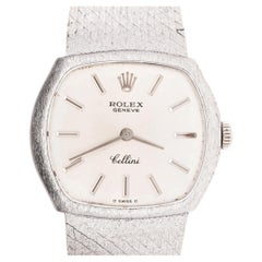 Montre vintage Rolex Cellini 3801 pour femme, cadran argenté, 26 mm, en or blanc 18 carats