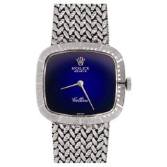 Rolex Cellini 4082 Blue Vignette Dial 24mm Woven 18K White Gold Mesh Watch