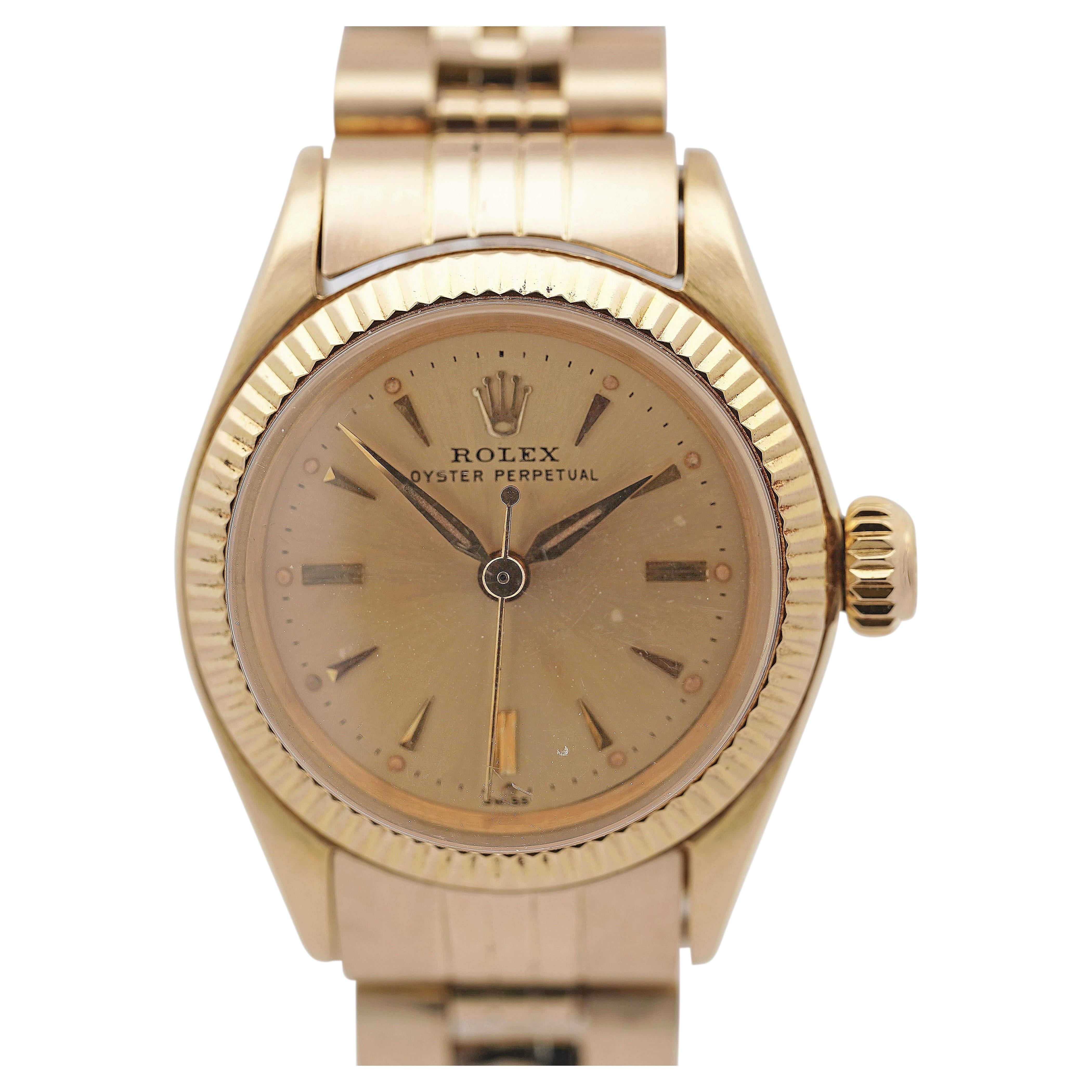 Rolex 24mm Oyster Perpetual 6619 18K Gold Vintage 1978 Wristwatch