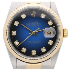 Rolex Datejust 16233 mit blauem Zifferblatt mit Farbverlauf und werkseigenen Diamanten