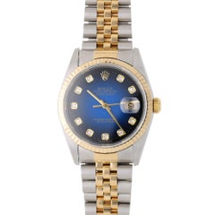 Rolex Datejust 16233 mit blauem Zifferblatt mit Farbverlauf und werkseigenen Diamanten