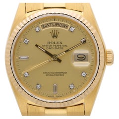 Rolex Day-Date 18038 Champagne Diamond Dial 18K Gold 36mm Circa 1978 Watch